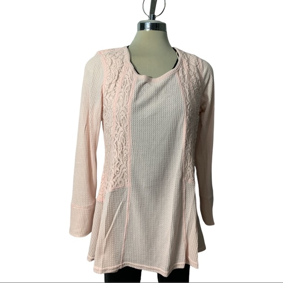 XLC pink Lace Cotton Blouse Size LG - Picture 2 of 11